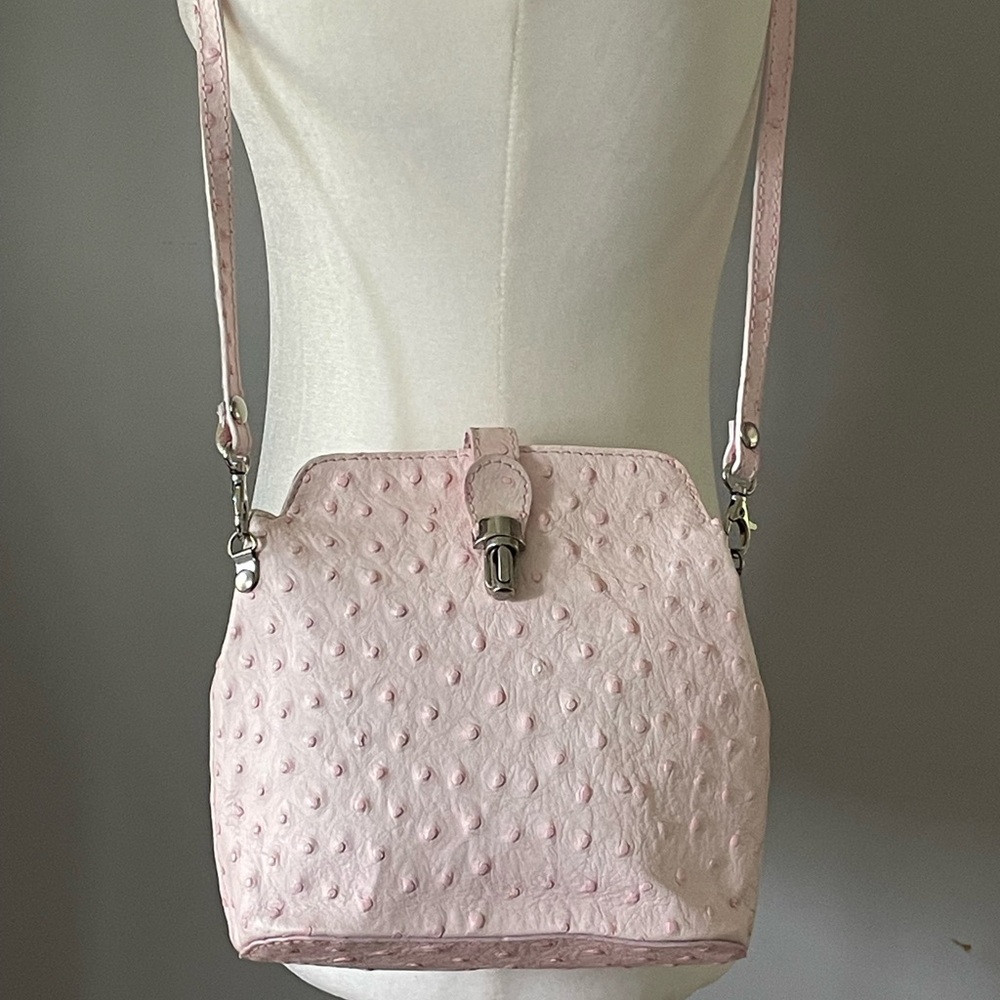 Pale Pink Ostrich-Like Leather Women's Cross